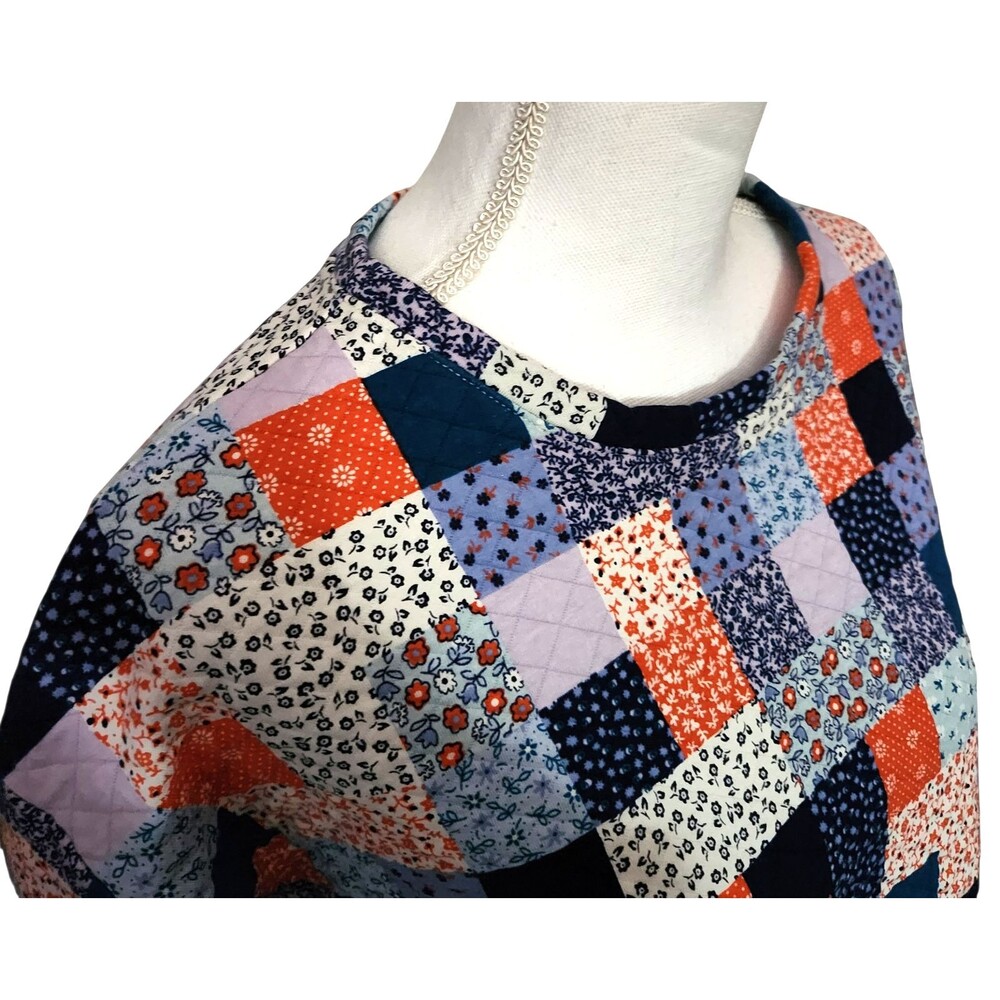 Lands End Quilted Pullover Top Patchwork Print Wo… - image 2